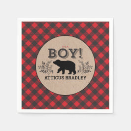 Lumberjack Bear Pojke Shower Napkin Pappersservett