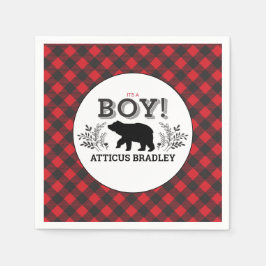Lumberjack Bear Pojke Shower Napkin Pappersservett