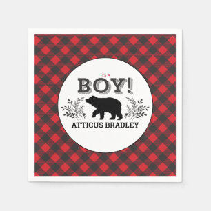 Lumberjack Bear Pojke Shower Napkin Pappersservett