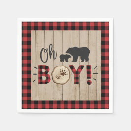 Lumberjack Bear Red Black Play Baby Shower Boy Pappersservett