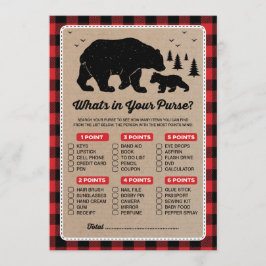 Lumberjack Bear What's in your Purse Game Card Inbjudningar
