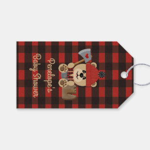 Lumberjack Bear Wilderness Baby Shower-favoriter Presentetikett