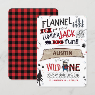 Lumberjack Birthday bjudande Buffalo Play Boy Inbjudningar