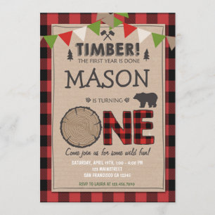 Lumberjack Birthday bjudande Woodland Birthday Inbjudningar
