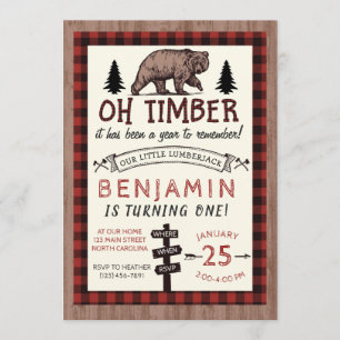 Lumberjack Birthday bjudande Woodland Birthday Inbjudningar
