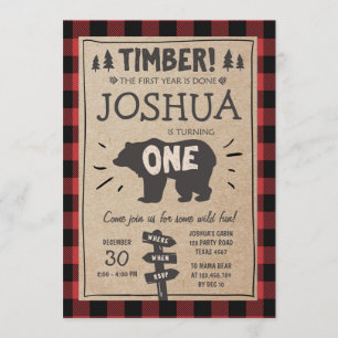 Lumberjack Birthday bjudande Woodland Birthday Inbjudningar