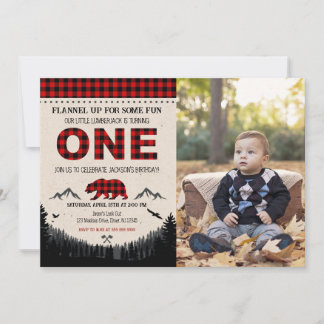 Lumberjack Birthday Invitation Woodland Birthday Inbjudningar