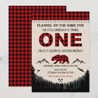 Lumberjack Birthday Invitation Woodland Birthday Inbjudningar