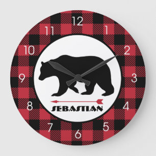 Lumberjack Black Bear Buffalo Play Hunter Theme Stor Klocka