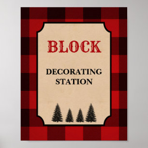 Lumberjack-blocksdekoration av Station-tecken Poster
