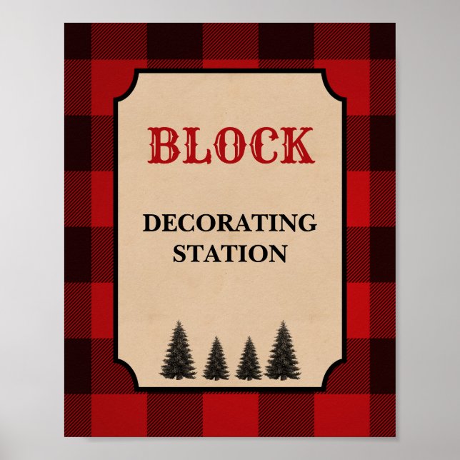 Lumberjack-blocksdekoration av Station-tecken Poster (Framsidan)
