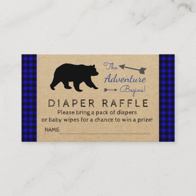 Lumberjack Blue Buffalo Play Diaper Raffle Biljett Tilläggskort (Framsida)