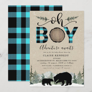 Lumberjack Blue Flansk Kraft Oh Boy Shower Inbjudningar