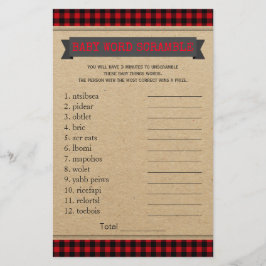 Lumberjack Boho Baby Shower Games Ord Scramble