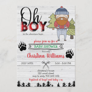 Lumberjack Boy Flansk Buffalo Play Baby Shower Inbjudningar