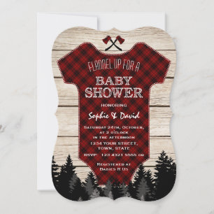 Lumberjack Buffalo Baby Kostym Wood Baby Shower Inbjudningar