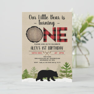 Lumberjack Buffalo Plade Little Bear 1:a födelseda Inbjudningar