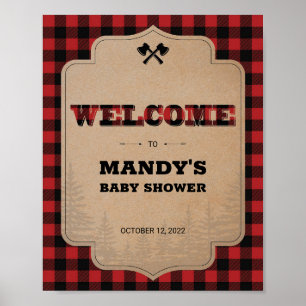 Lumberjack Buffalo Play Baby Shower Välkomstskylt Poster