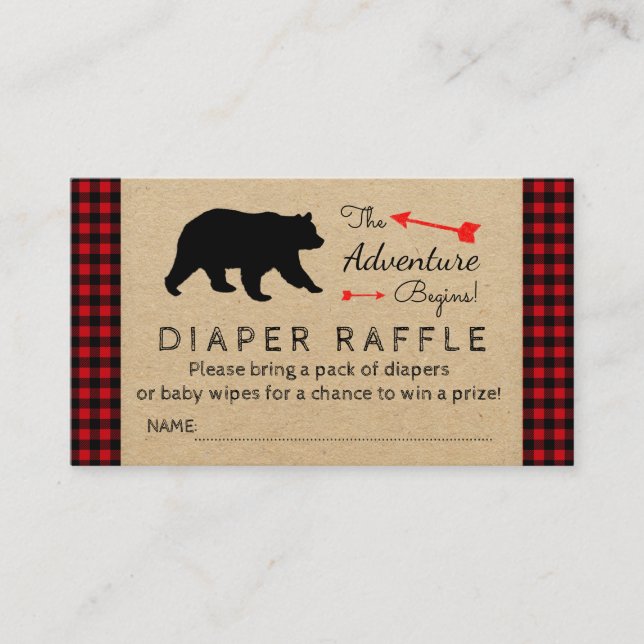 Lumberjack Buffalo Play Boys Diaper Raffle Biljett Tilläggskort (Framsida)