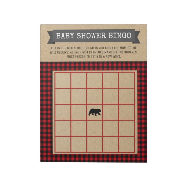 Lumberjack Buffalo Play Woodland Baby Bingo Game Anteckningsblock (Roterad)
