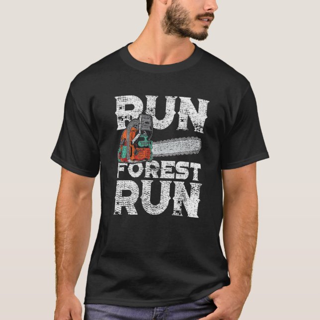 Lumberjack Chainsee Springa Forest Funny Woodarbet T Shirt (Framsida)