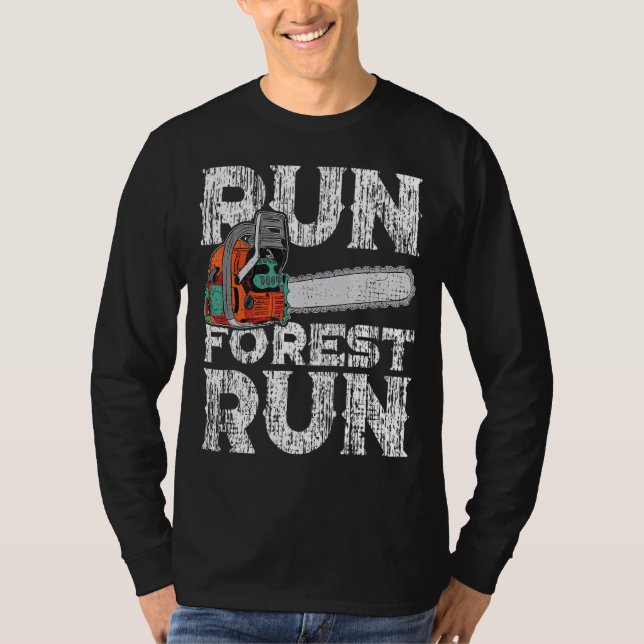 Lumberjack Chainsee Springa Forest Funny Woodarbet T Shirt (Framsida)