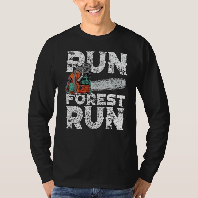 Lumberjack Chainsee Springa Forest Funny Woodarbet T Shirt (Framsida)