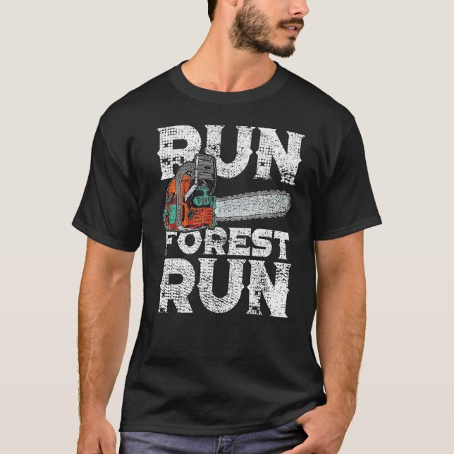 Lumberjack Chainsee Springa Forest Funny Woodarbet T Shirt (Framsida)