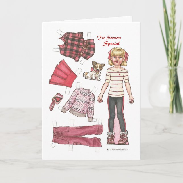 Lumberjack chic papper doll valentin helgkort (Framsida)