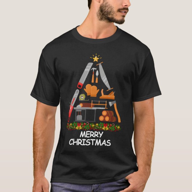 Lumberjack Christmasree God jul flicka T Shirt (Framsida)