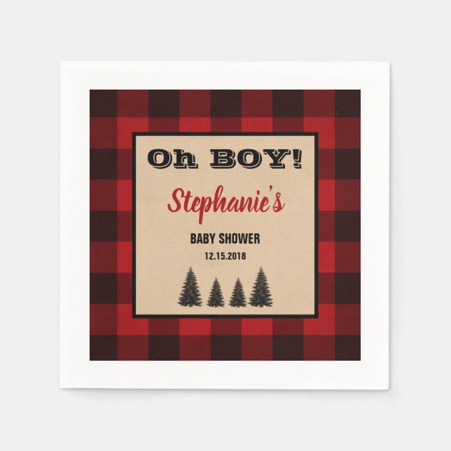 Lumberjack Cocktail Baby Shower Napkins Play Pappersservett (Framsidan)