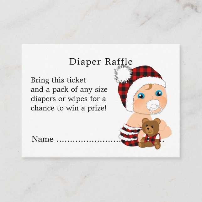 Lumberjack Cute Baby Shower Diaper Raffle Tilläggskort (Framsida)