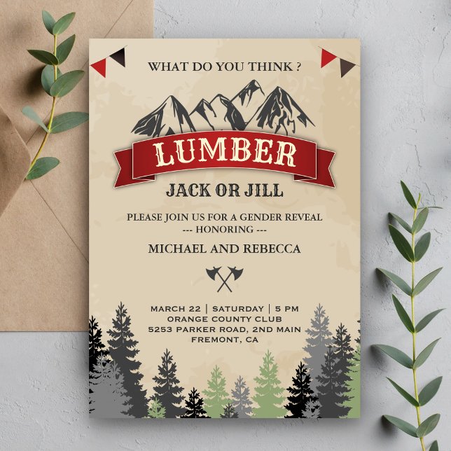 Lumberjack eller Jill Gender Reveal Party Inbjudningar (Skapare uppladdad)
