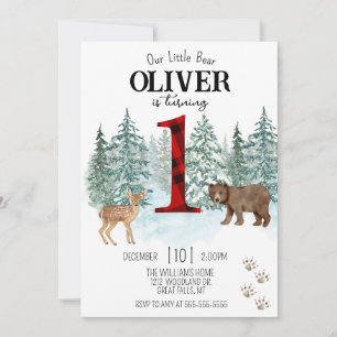Lumberjack First Buffalo Play Bear Birthday Inbjudningar