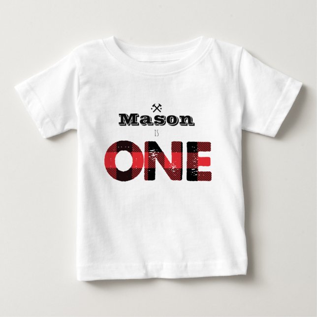 Lumberjack Flkanaler Boys First Birthday Shirt Tee (Framsida)