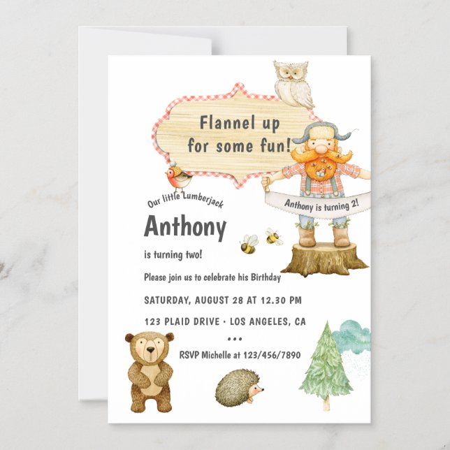 Lumberjack-Födelsedagsfest Magnetisk Inbjudningskort (Framsida)