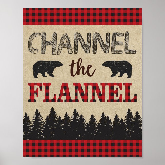 Lumberjack Födelsedagsfest Signera kanalen Flanale Poster (Framsidan)