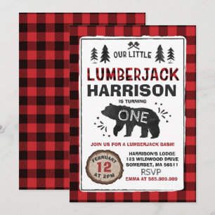 Lumberjack-födelsedagsinbjudan Lumberjack Party Inbjudningar
