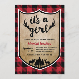 Lumberjack Girl Baby Shower Inbjudningar
