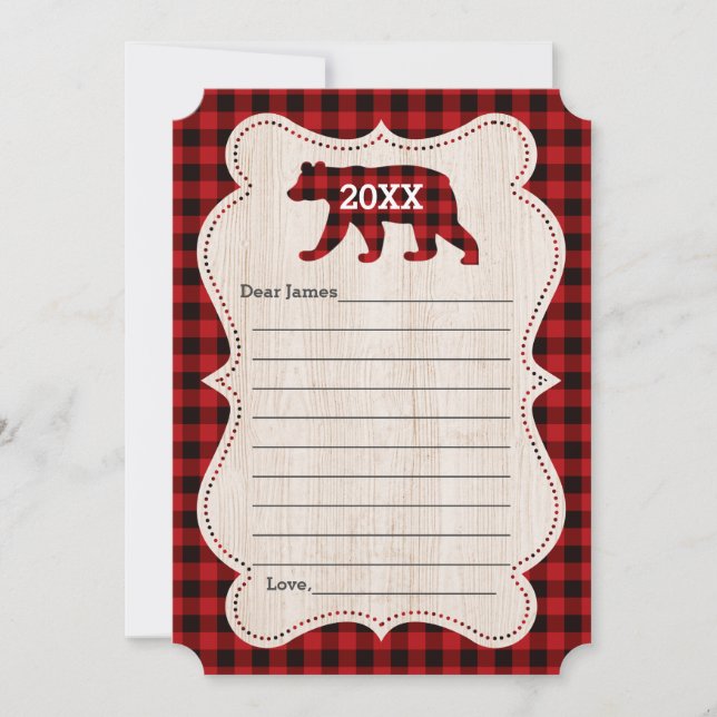 Lumberjack Guestbook med första födelsedag Inbjudningar (Framsida)