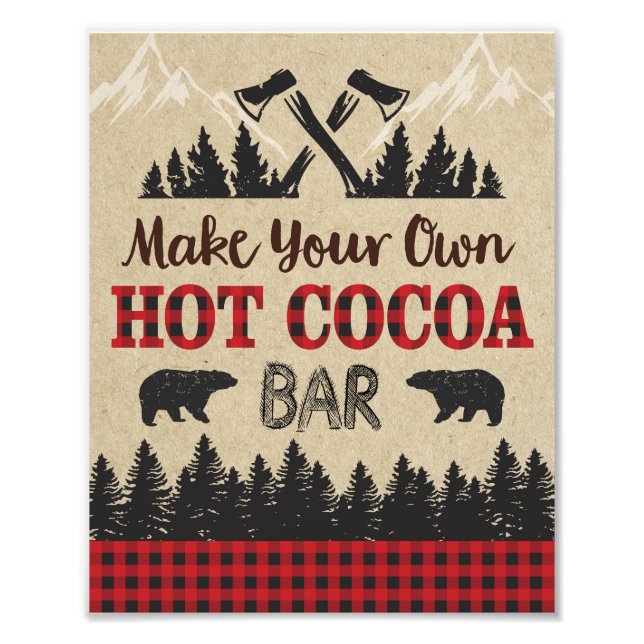 Lumberjack Hett Cocoa Pub Sign | 8x10 Skriv ut Fototryck (Framsidan)