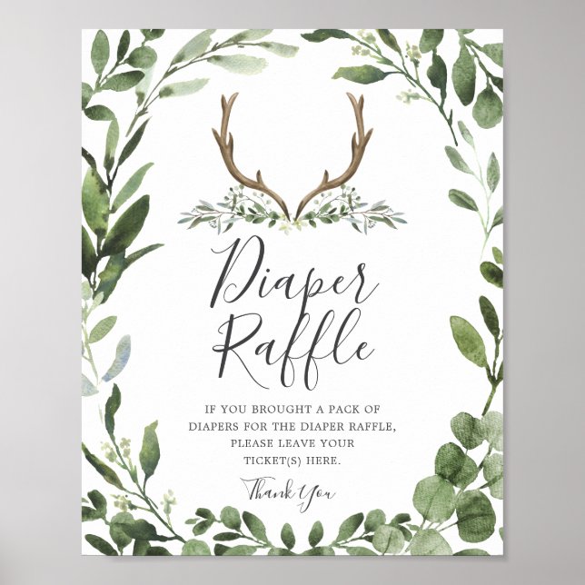 Lumberjack Hjort Baby Shower Diaper Raffle Sign Poster (Framsidan)