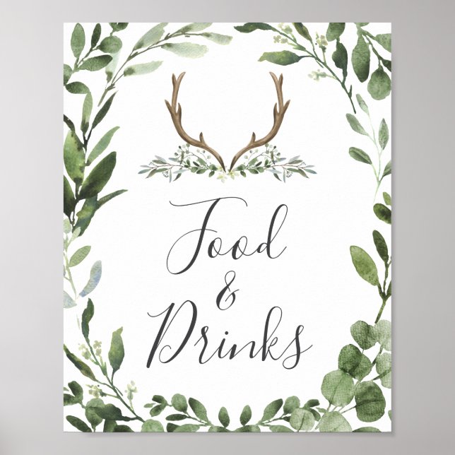 Lumberjack Hjort Baby Shower Food and Drinks Sign Poster (Framsidan)