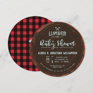 Lumberjack & Jill Pojke Shower Wood & Red Play Inbjudningar