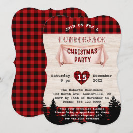 Lumberjack jul Party Red Buffalo Wood Inbjudningar