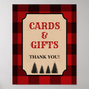 Lumberjack-kort och presentkort - svart, rödblekt poster