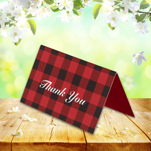 Lumberjack Land jul Red buffalo plaid Visitkort