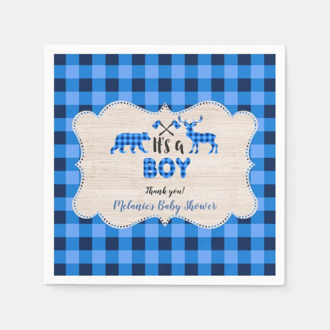 Lumberjack Little Hunter Blue Play Baby Shower Pappersservett (Framsidan)