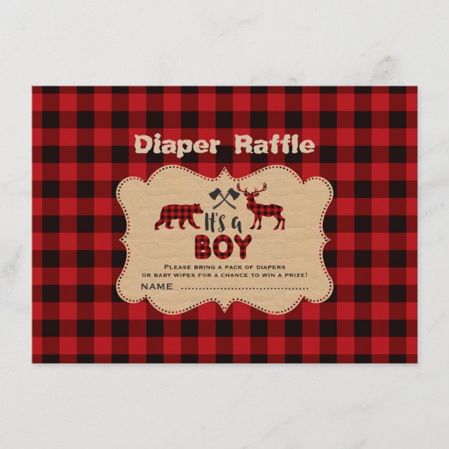 Lumberjack Little Hunter Boy Diaper Raffle Biljett Tilläggskort (Framsida)