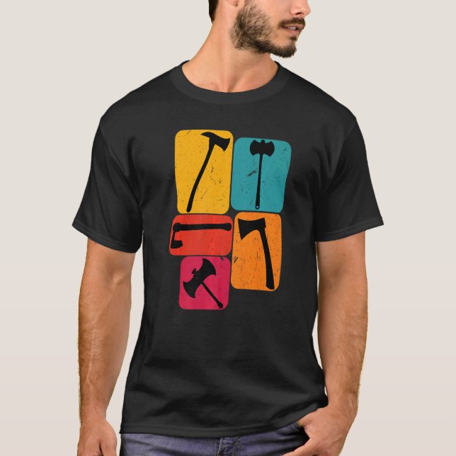 Lumberjack Logger ax Retro T Shirt (Framsida)